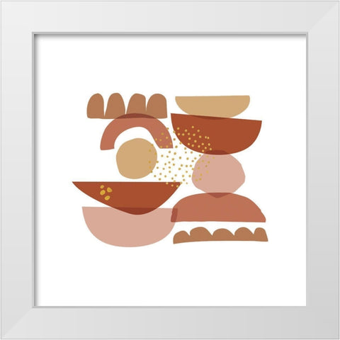 Crowded Forms blush II White Modern Wood Framed Art Print by Pela