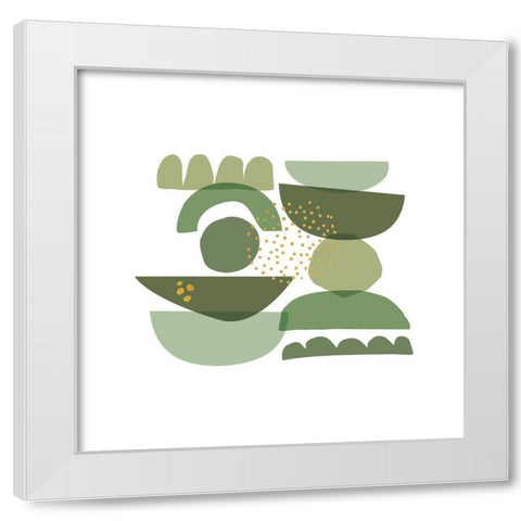 Crowded Forms green II White Modern Wood Framed Art Print by Pela