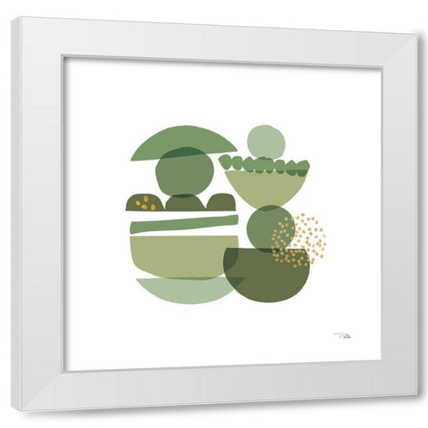 Crowded Forms green III White Modern Wood Framed Art Print by Pela