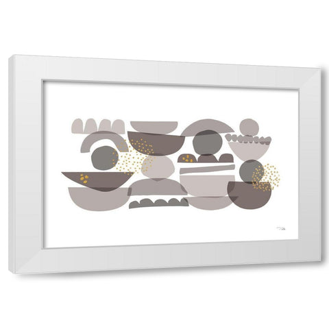 Crowded Forms grey I White Modern Wood Framed Art Print by Pela