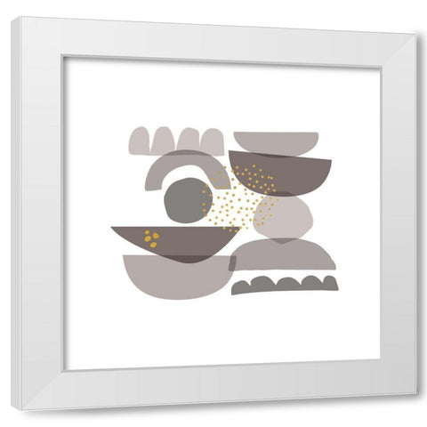 Crowded Forms grey II White Modern Wood Framed Art Print by Pela