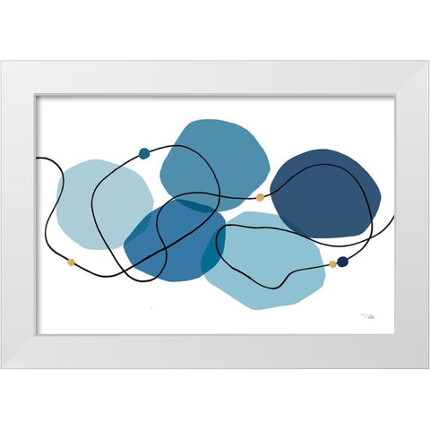 Sinuous Trajectory blue I White Modern Wood Framed Art Print by Pela