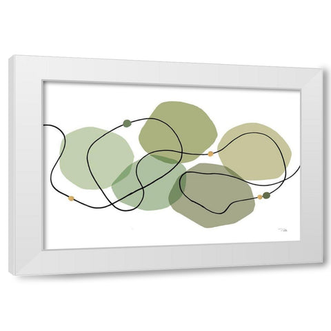 Sinuous Trajectory green I White Modern Wood Framed Art Print by Pela