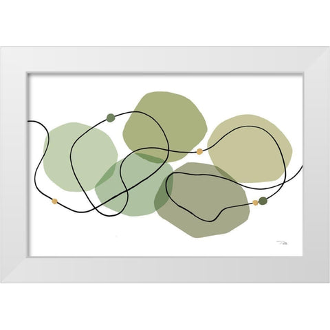 Sinuous Trajectory green I White Modern Wood Framed Art Print by Pela