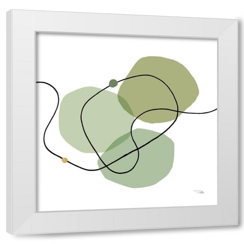 Sinuous Trajectory green III White Modern Wood Framed Art Print by Pela