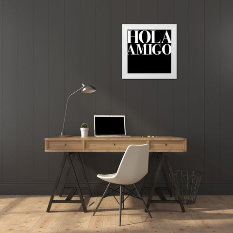 In Black And White Travel II-Hola White Modern Wood Framed Art Print by JC Designs