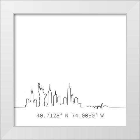 In Black And White Travel IV-New York White Modern Wood Framed Art Print by JC Designs