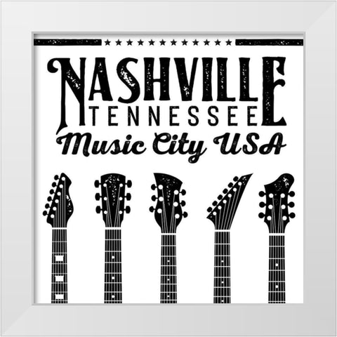 In Black And White Travel VII-Tennessee White Modern Wood Framed Art Print by JC Designs