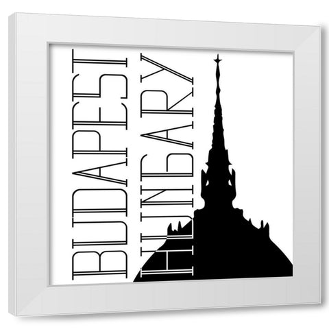 In Black And White Travel IX-Hungary White Modern Wood Framed Art Print by JC Designs