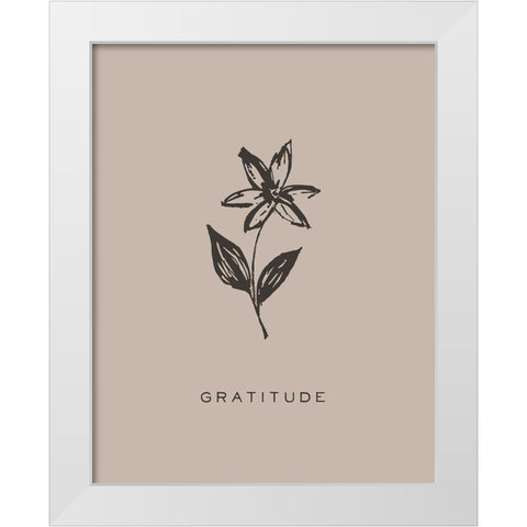 Serene Sentiment II-Gratitude White Modern Wood Framed Art Print by HM Design
