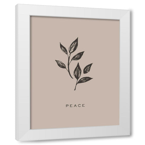Serene Sentiment V-Peace White Modern Wood Framed Art Print by HM Design