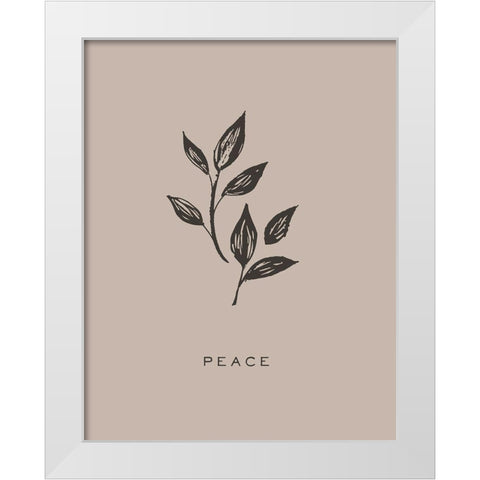 Serene Sentiment V-Peace White Modern Wood Framed Art Print by HM Design