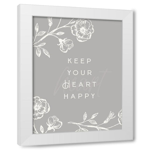 Simple Nature III-Heart Happy White Modern Wood Framed Art Print by HM Design