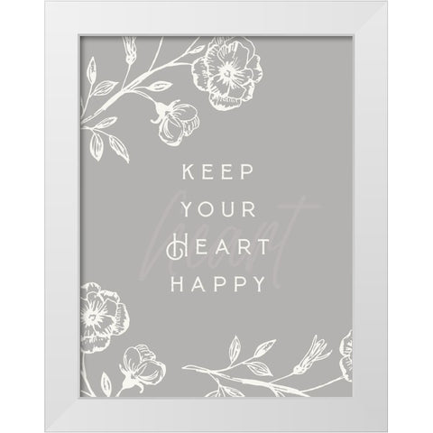 Simple Nature III-Heart Happy White Modern Wood Framed Art Print by HM Design