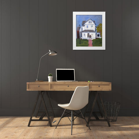 Figure with White House White Modern Wood Framed Art Print by Marie, Susanne