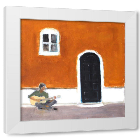 Street Music White Modern Wood Framed Art Print by Marie, Susanne