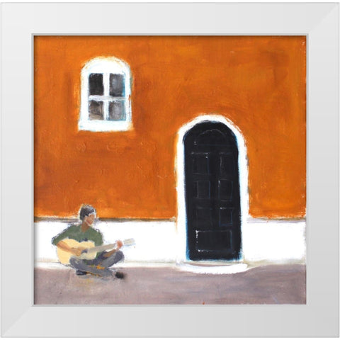 Street Music White Modern Wood Framed Art Print by Marie, Susanne