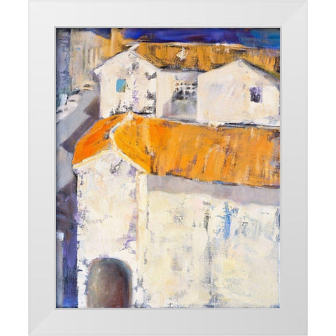 Village Rooftops White Modern Wood Framed Art Print by Marie, Susanne