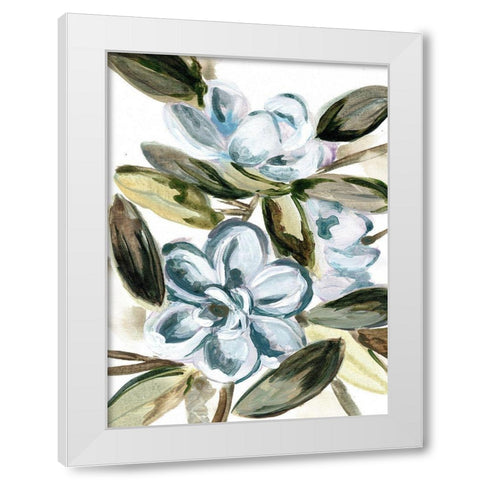 Blue Garden White Modern Wood Framed Art Print by Chapman, Marcy