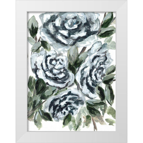 Shadowed Blue Roses I White Modern Wood Framed Art Print by Chapman, Marcy