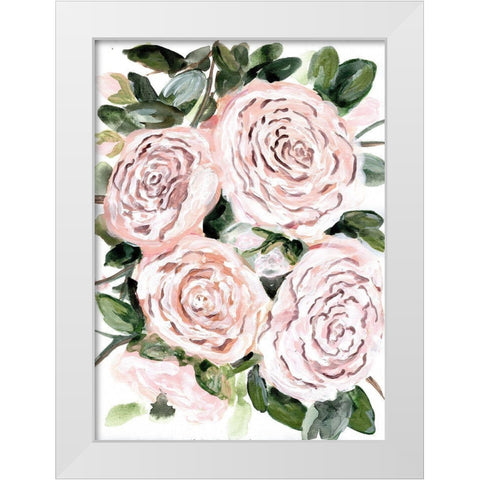 Gentle Roses Pink White Modern Wood Framed Art Print by Chapman, Marcy