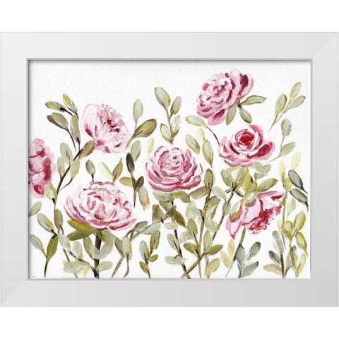 Gentle Rosegarden Pink White Modern Wood Framed Art Print by Chapman, Marcy