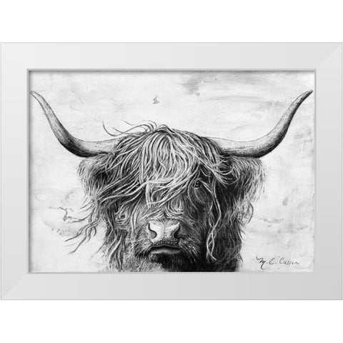 Highland in the Wind II White Modern Wood Framed Art Print by Cusson, Marie Elaine