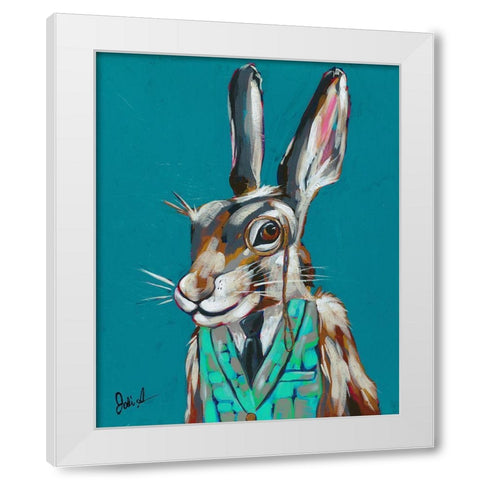 Spy Animals III-Riddler Rabbit White Modern Wood Framed Art Print by Augustine, Jodi
