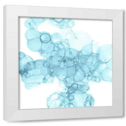 Bubble Square aqua III White Modern Wood Framed Art Print by Wilson, Kelsey