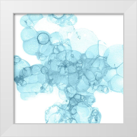 Bubble Square aqua III White Modern Wood Framed Art Print by Wilson, Kelsey