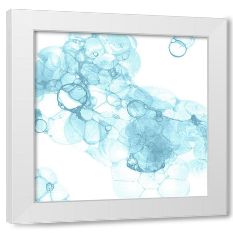 Bubble Square aqua IV White Modern Wood Framed Art Print by Wilson, Kelsey