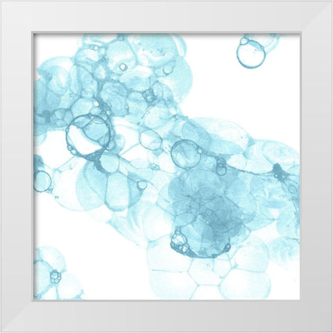 Bubble Square aqua IV White Modern Wood Framed Art Print by Wilson, Kelsey