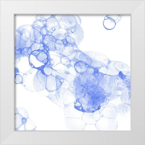 Bubble Square blue IV White Modern Wood Framed Art Print by Wilson, Kelsey