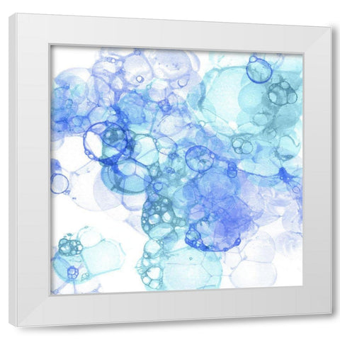 Bubble Square aqua And blue I White Modern Wood Framed Art Print by Wilson, Kelsey
