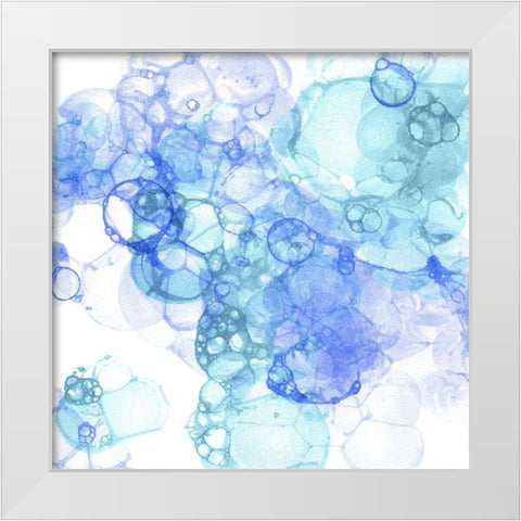 Bubble Square aqua And blue I White Modern Wood Framed Art Print by Wilson, Kelsey