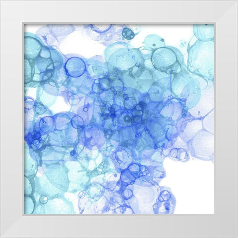 Bubble Square aqua And blue II White Modern Wood Framed Art Print by Wilson, Kelsey