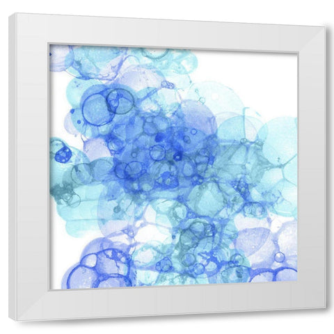 Bubble Square aqua And blue III White Modern Wood Framed Art Print by Wilson, Kelsey