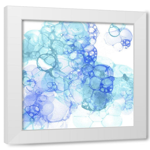 Bubble Square aqua And blue IV White Modern Wood Framed Art Print by Wilson, Kelsey