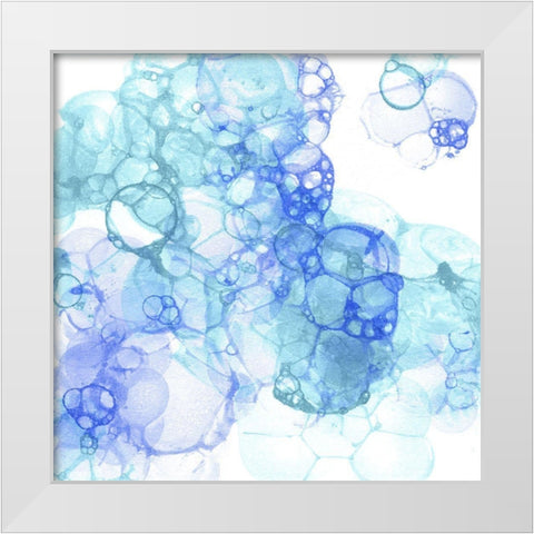 Bubble Square aqua And blue IV White Modern Wood Framed Art Print by Wilson, Kelsey