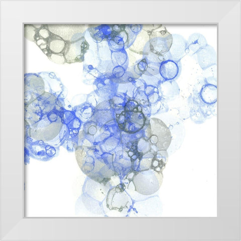 Bubble Square blue And grey I White Modern Wood Framed Art Print by Wilson, Kelsey