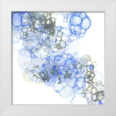 Bubble Square blue And grey II White Modern Wood Framed Art Print by Wilson, Kelsey