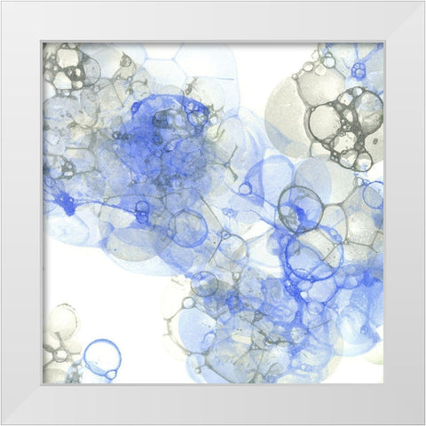 Bubble Square blue And grey III White Modern Wood Framed Art Print by Wilson, Kelsey