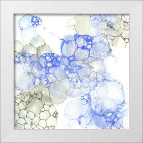 Bubble Square blue And grey IV White Modern Wood Framed Art Print by Wilson, Kelsey