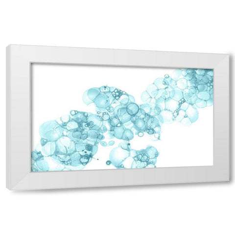 Bubblescape aqua I White Modern Wood Framed Art Print by Wilson, Kelsey