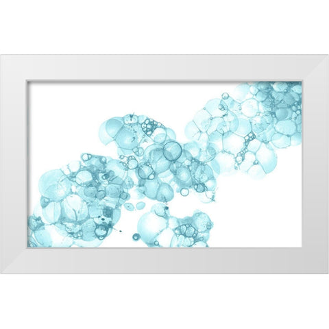 Bubblescape aqua I White Modern Wood Framed Art Print by Wilson, Kelsey