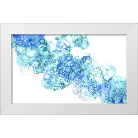 Bubblescape aqua And blue I White Modern Wood Framed Art Print by Wilson, Kelsey