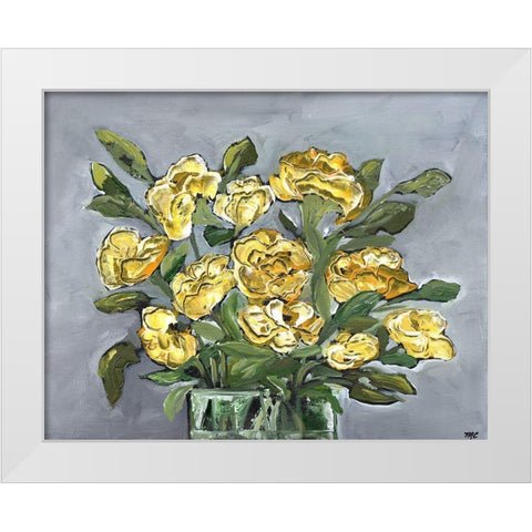 Yellow Farmhouse Bouquet White Modern Wood Framed Art Print by Chapman, Marcy