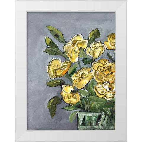 Yellow Farmhouse Bouquet portrait I White Modern Wood Framed Art Print by Chapman, Marcy