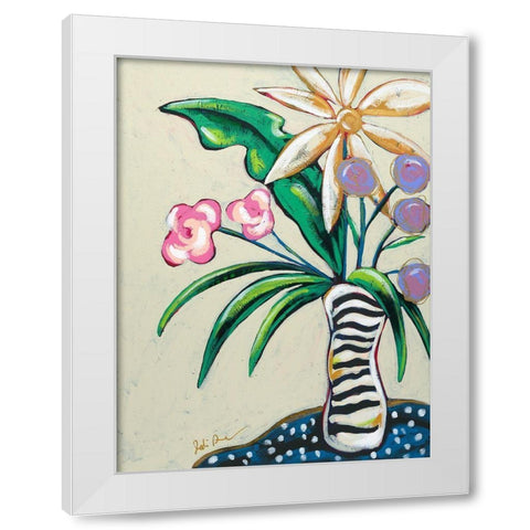 Pop Florals I-Stripes White Modern Wood Framed Art Print by Augustine, Jodi