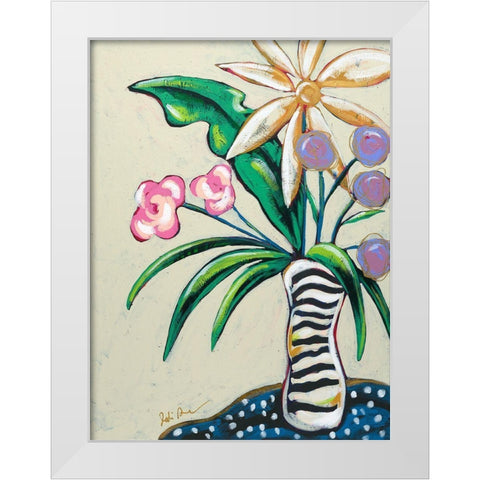 Pop Florals I-Stripes White Modern Wood Framed Art Print by Augustine, Jodi